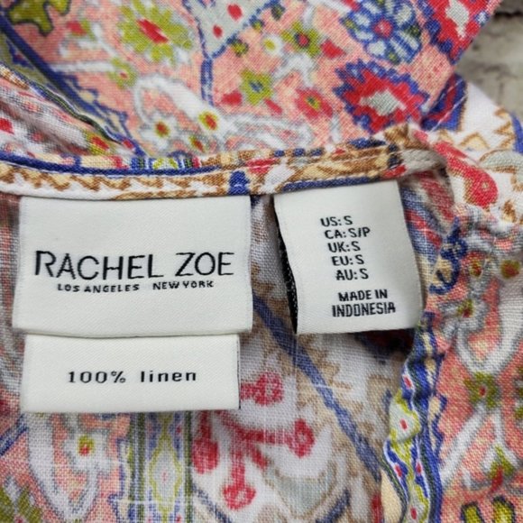 Rachel Zoe Dress Aztec Print Linen Pockets Colorful Vacation Casual Tapestry S - Picture 4 of 10